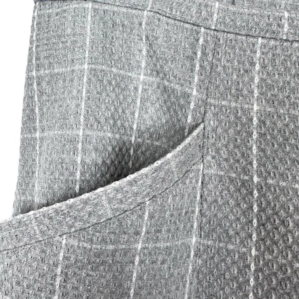 Anthropologie Skinny Trousers Grey Plaid Cropped Pants Women’s 6 TALL Pockets - Picture 7 of 13